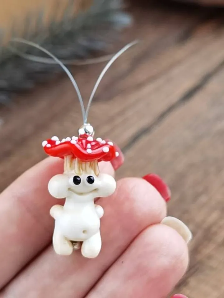 Mushroom ornament glass mushroom miniature , glass toadstools for terrarium decoration mini gardens or lampwork beads Mushroom figurine