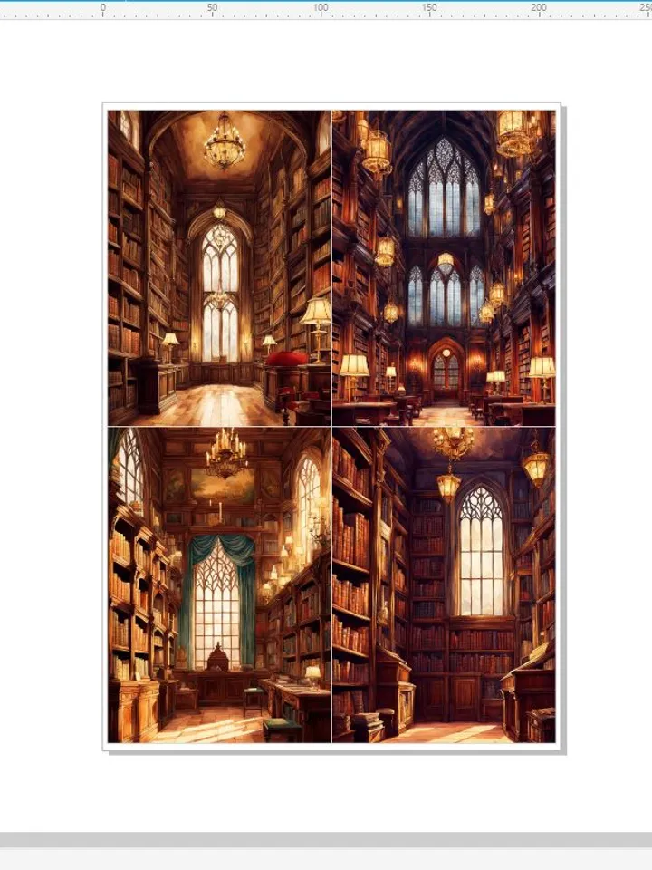 Family cozy library postcards