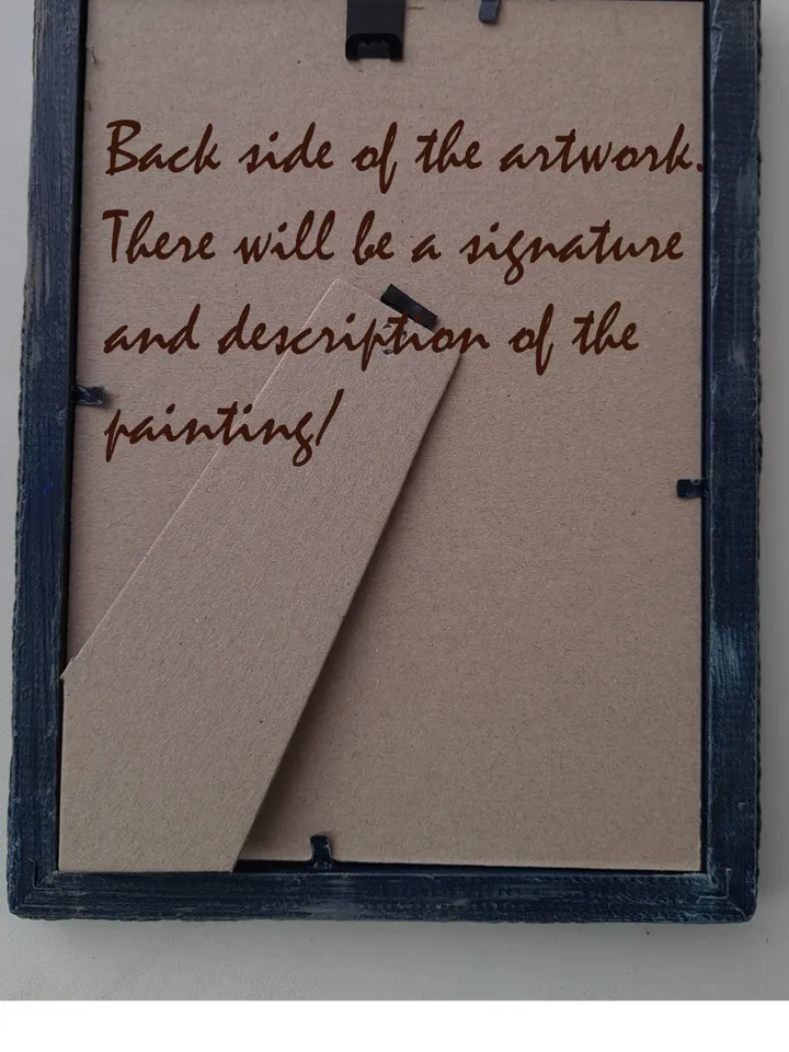 Oil painting on cardboard Before the storm. Painting in a decorative frame