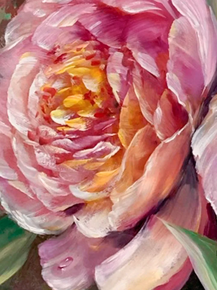 Peonies, flowers, oil painting on cardboard