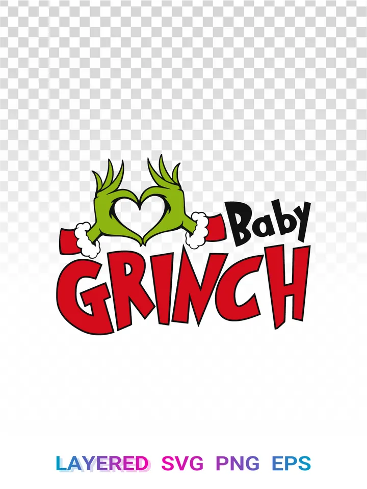Baby Grinch PNG, Grinch Baby SVG, Heart Hand Christmas