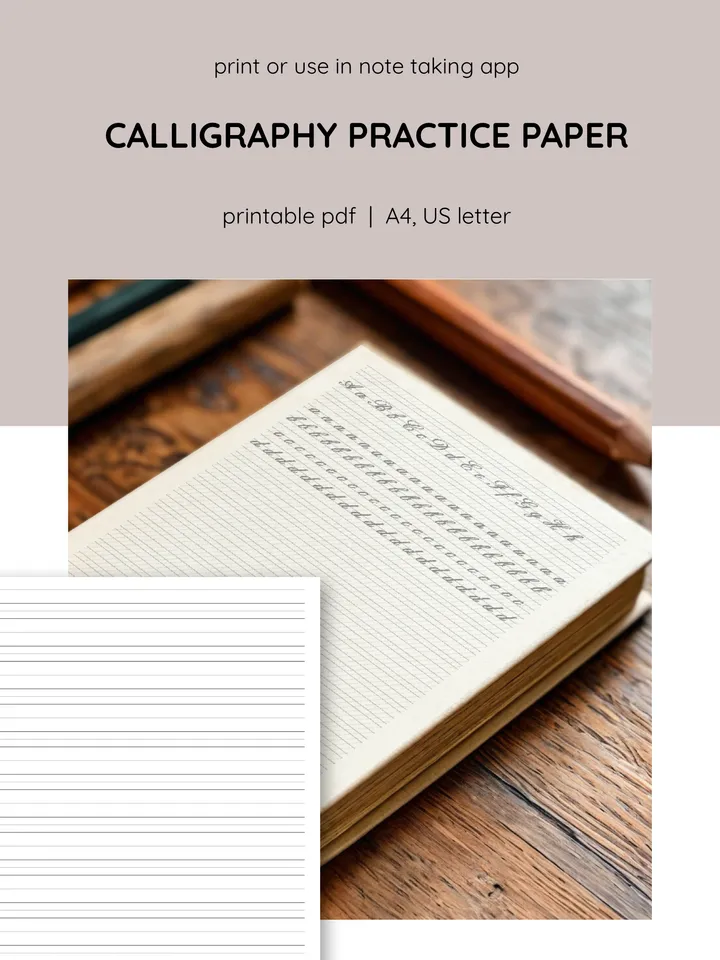 Printable Blank Handwriting. Lettering practice. Worksheet. Graph Paper. Handwriting Guide. Calligraphy Sheet.