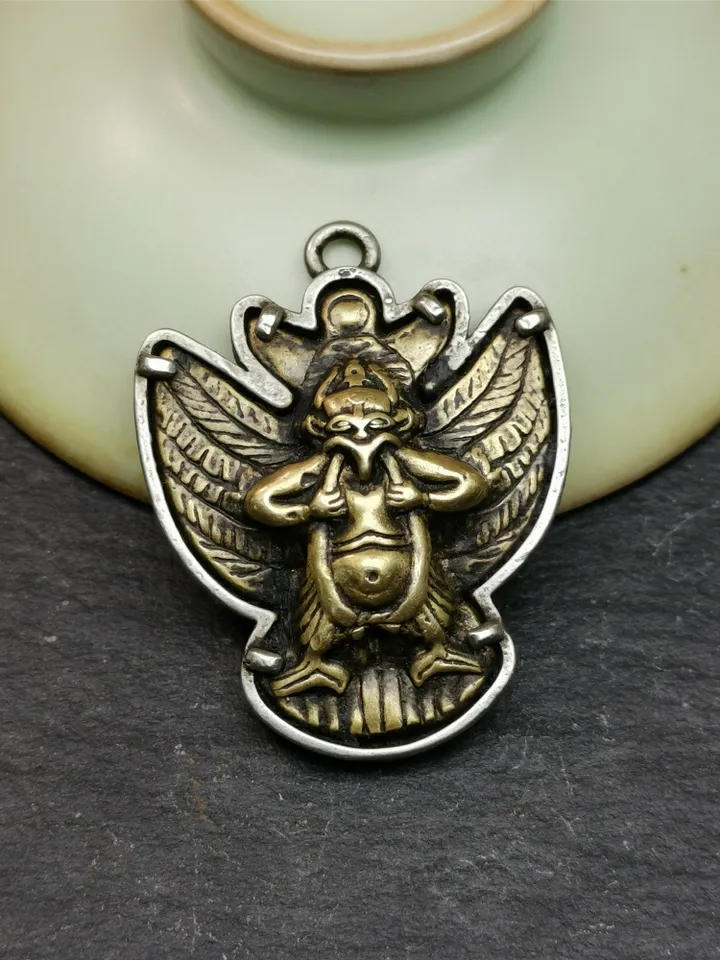 Gandhanra Handmade Tibetan Buddhist Amulet,Garuda of Pendant,Inlaid with Vajra,1.57&quot; × 1.22&quot;