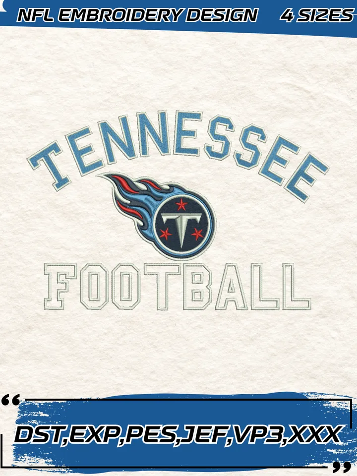 Tennessee Titans Embroidery Designs, Football Team NFL Machine Embroidery Digitized Pes Files, 4 Sizes, Digital Download