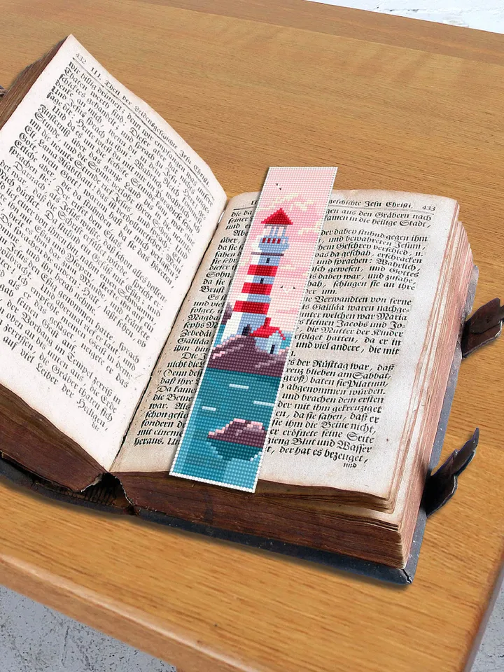 Bookmark cross stitch pattern digital PDF Michigan lighthouse cross stitch Handmade bookmark embroidery beginners Instant download #B11