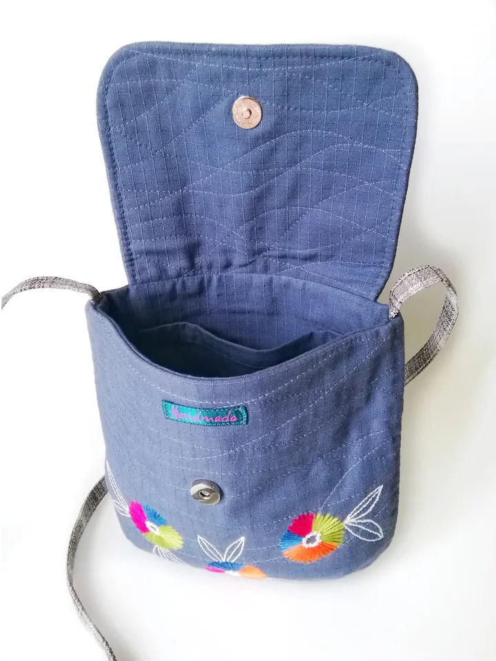 Handcrafted Small Embroidered Messenger Purses for Women - Handmade Fabric Mini Shoulder Bags: Stylish Floral Designs. FREE SHIPPING!