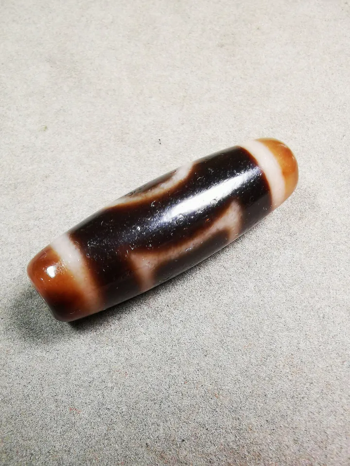 Gandhanra Tibetan Heaven & Earth Dzi Bead,Tibetan Chung,Protective Amulet,Small Size 38*12 mm
