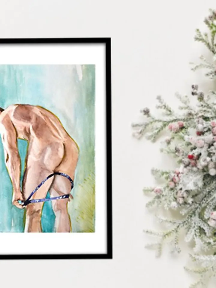 Butt Painting Male Nude Original Art Sexual Art Naked Man Artwork Gay Wall Art