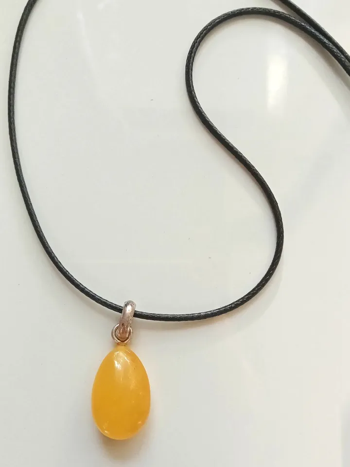 Small Amber Healing Stone Pendant Gift for Girl Women Natural Baltic Amber Protection from the evil eye, from anxiety. Minimalism Summer Everyday eco-friendly jewelry