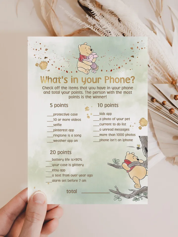 Winnie the Pooh Baby Shower Games; Winnie the Pooh Inspired; Printable Pooh Baby Shower Party Games; Honey Bear Shower Games; WP9