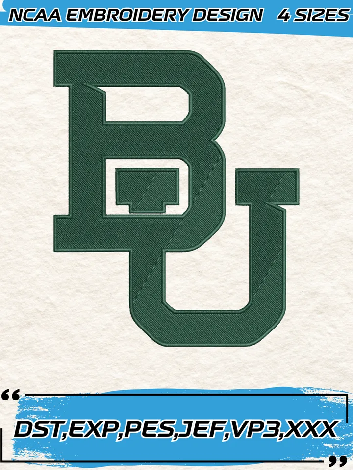 Baylor Bears Logos Embroidery Design,NCAA Logo Embroidery Design,Machine Embroidery Design File,4 Sizes, Digital Download
