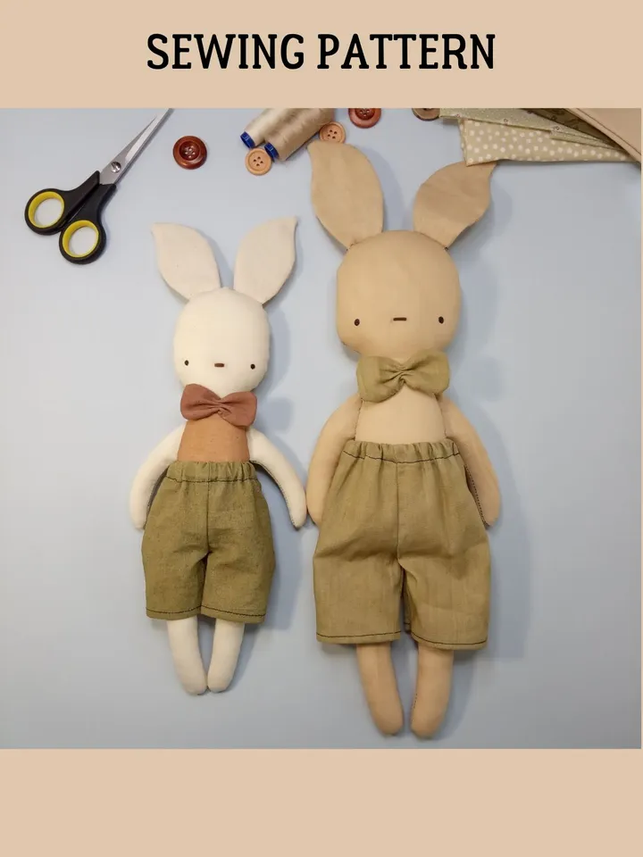 Animal Doll Patterns (Cat, Bunny, Mouse) - 2 sizes