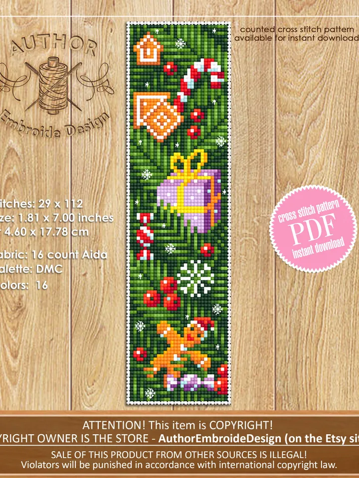 Bookmark set Christmas cross stitch pattern download PDF Holiday handmade bookmark pattern digital PDF, New Year, Christmas embroidery #B237