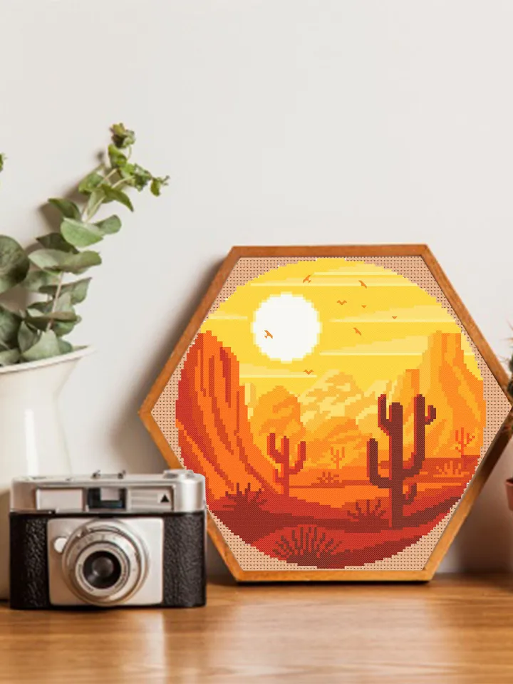 Nature cross stitch pattern download PDF Desert landscape cross stitch chart National park embroidery PDF Desert plant cross stitch #L24