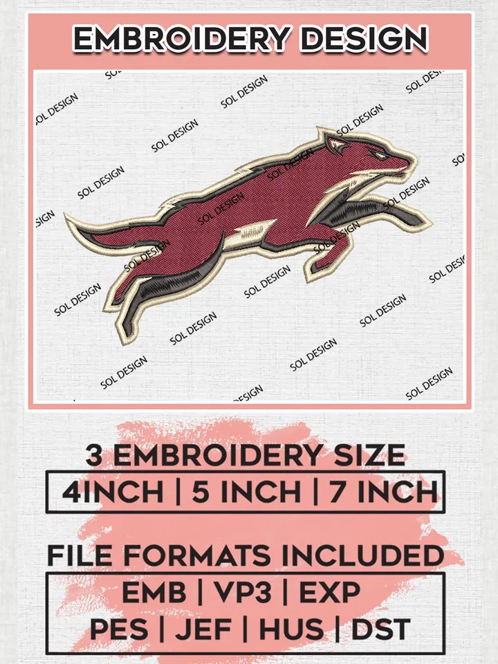 NHL Arizona Coyotes Wolf Logo Embroidery Files, Arizona Coyotes Team Embroidery Designs, NHL Teams, NHL Embroidery Designs, NHL Machine Embroidery Designs, Digital Download