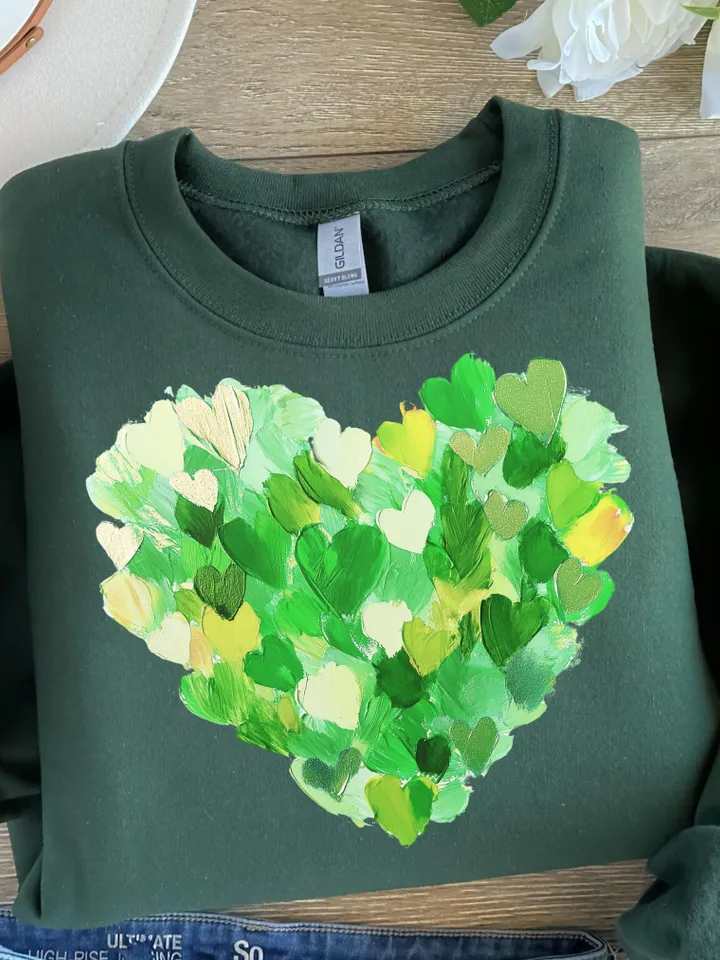 St. Patrick’s Day Heart Brushstroke png, 4 leaf clover png, St Patrick's Day png, Irish png, Shamrock png designs, Coquette st patrick Png
