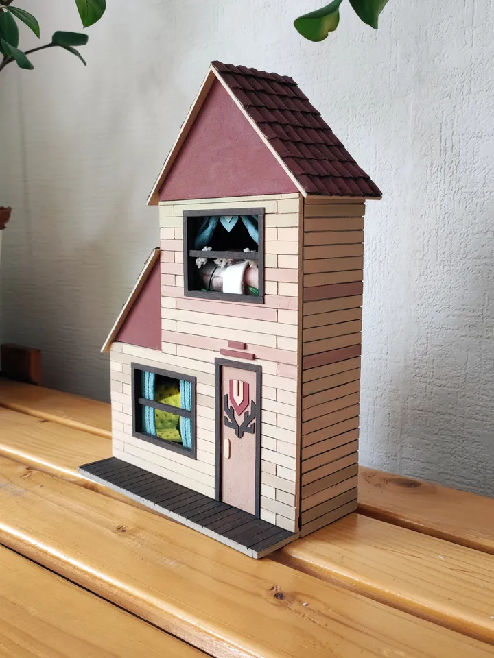 Miniature Roombox Diorama of Deer House scale 1/24