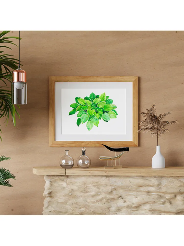 Watercolor clip art with green leaves Hosta Digital watercolor file Art print Illustration with hosta Printable wall art