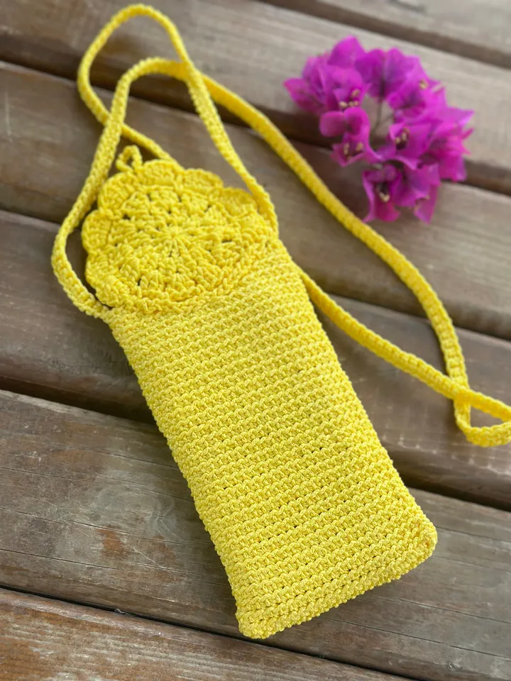 Crochet crossbody bag pattern, cell phone pouch, crochet mini purse, mobile phone case, summer shoulder messenger bag, DIY