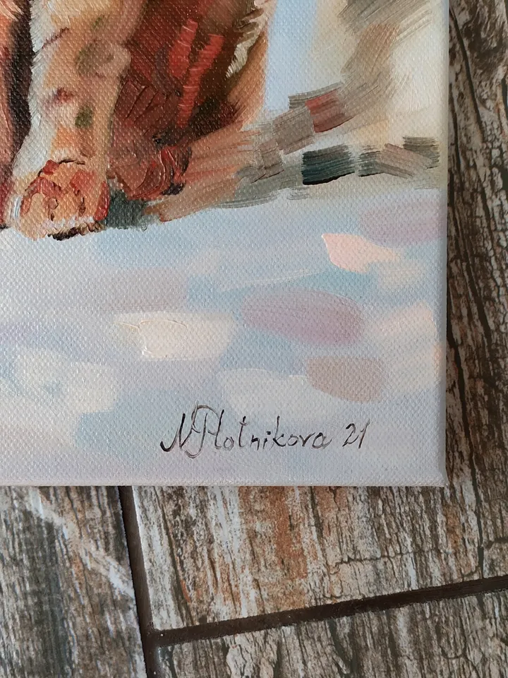 Red Cat painting oil Tabby Cat Original Art Ginger Cat Artwork fine art Animal canvas art by Natalia Plotnikova