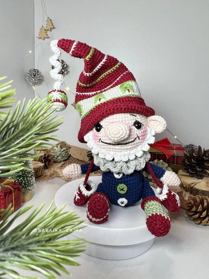 PDF Crochet Pattern Christmas Cute Gnome doll, Santa Gnome, Christmas ornaments, Christmas Decor, Christmas Toy, Scandinavian Gnome