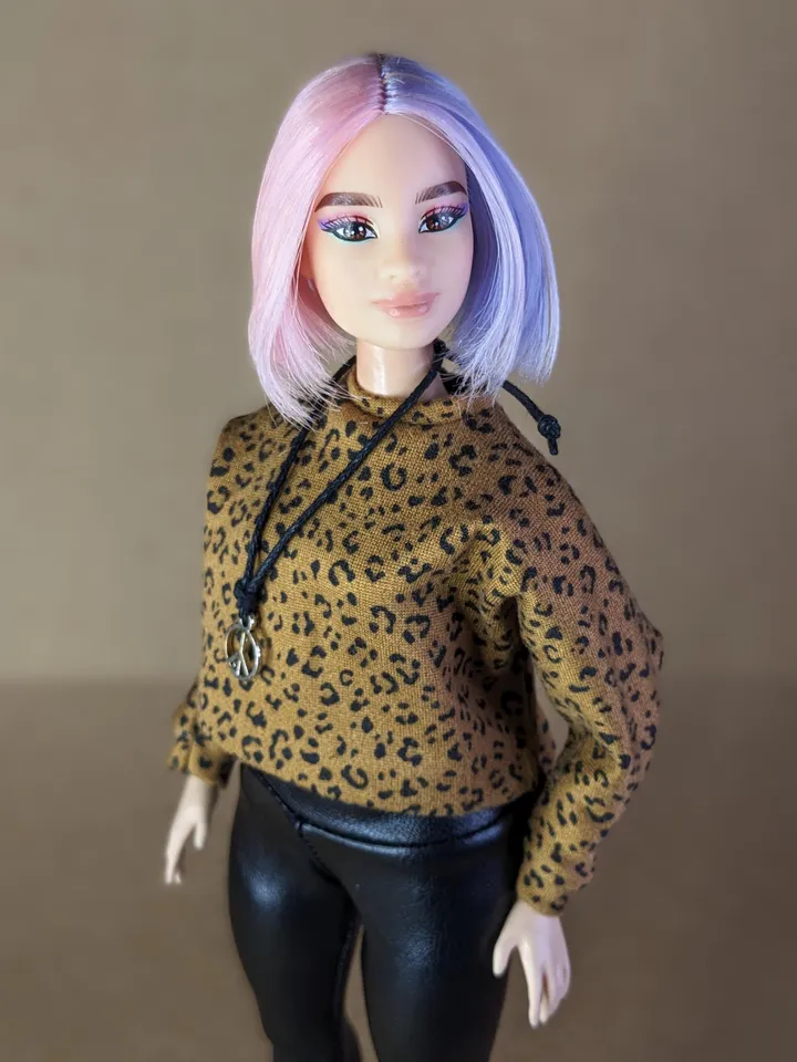 Handmade casual two-piece set (long-sleeved T-shirt and leggings) for 1/6 scale fashion female dolls