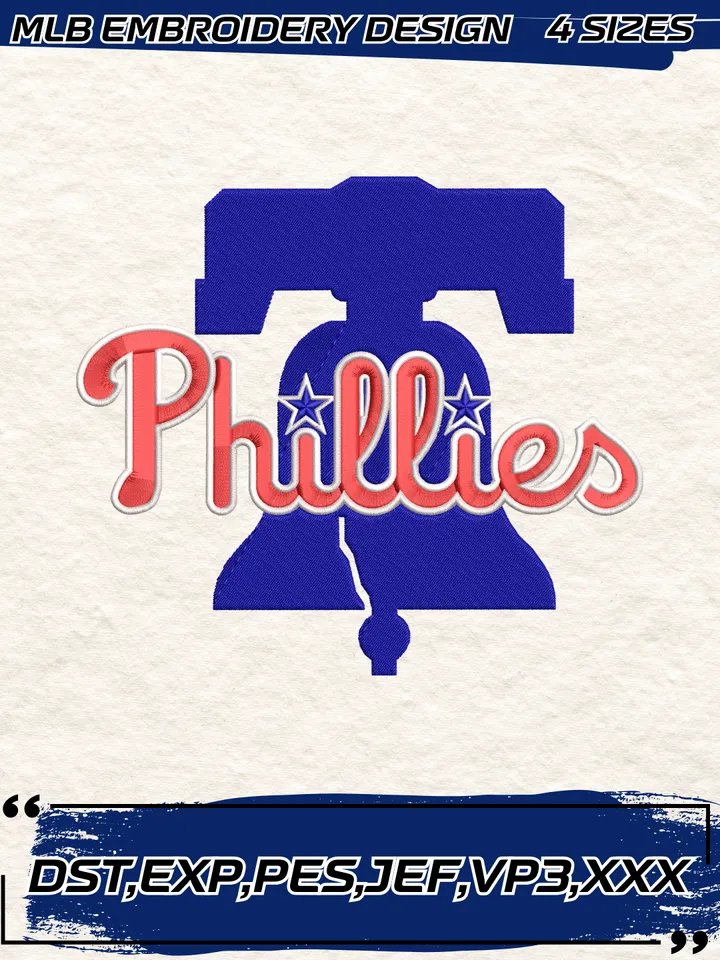 Philadelphia Phillies Logo Embroidery Design,MLB Embroidery Design,Machine Embroidery Design File,4 Sizes, Digital Download