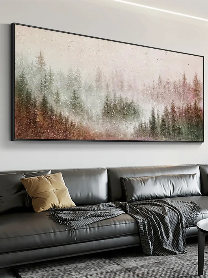 Original Colorful Forest Painting on Canvas Custom Painting Texture Wall Art Personalized Gift Giant Trees Nature Scenery Art Home Decor