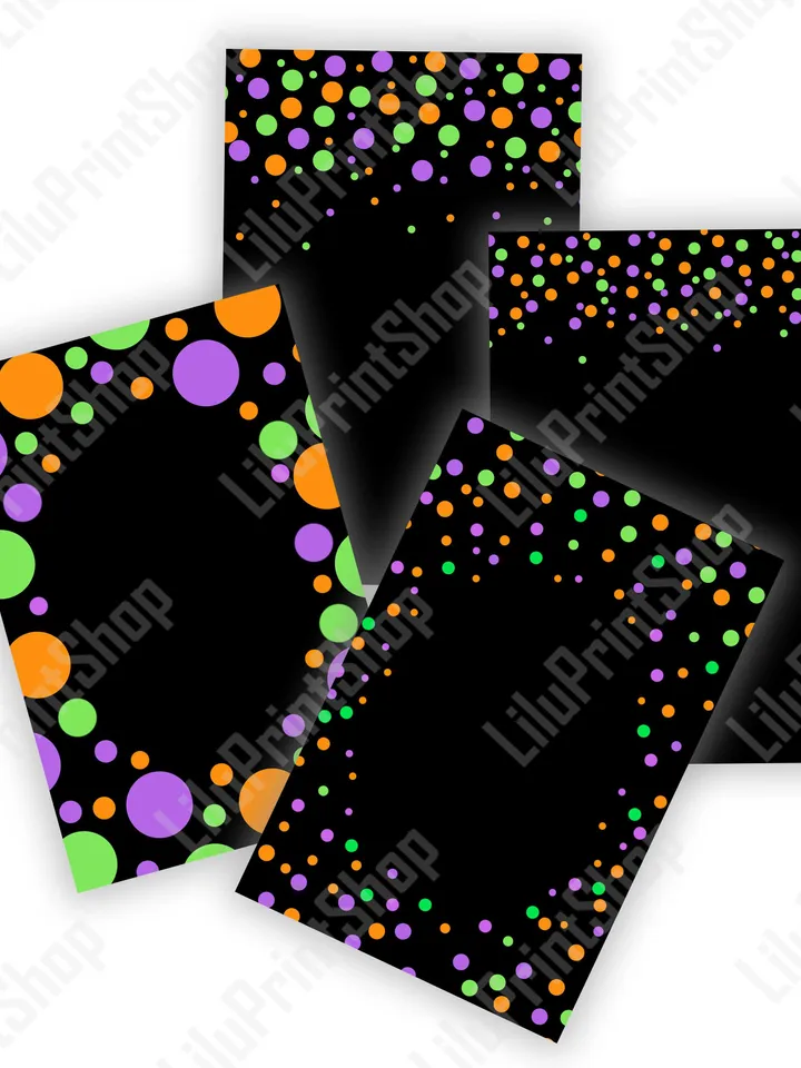 Halloween border clipart png Invitation card background 4 x 6 inch Halloween digital paper jpg Halloween confetti png Instant download