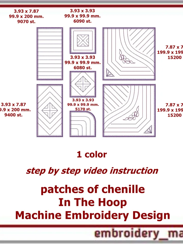 In The Hoop Embroidery Design patches of chenille from Embroidery Manavi 05