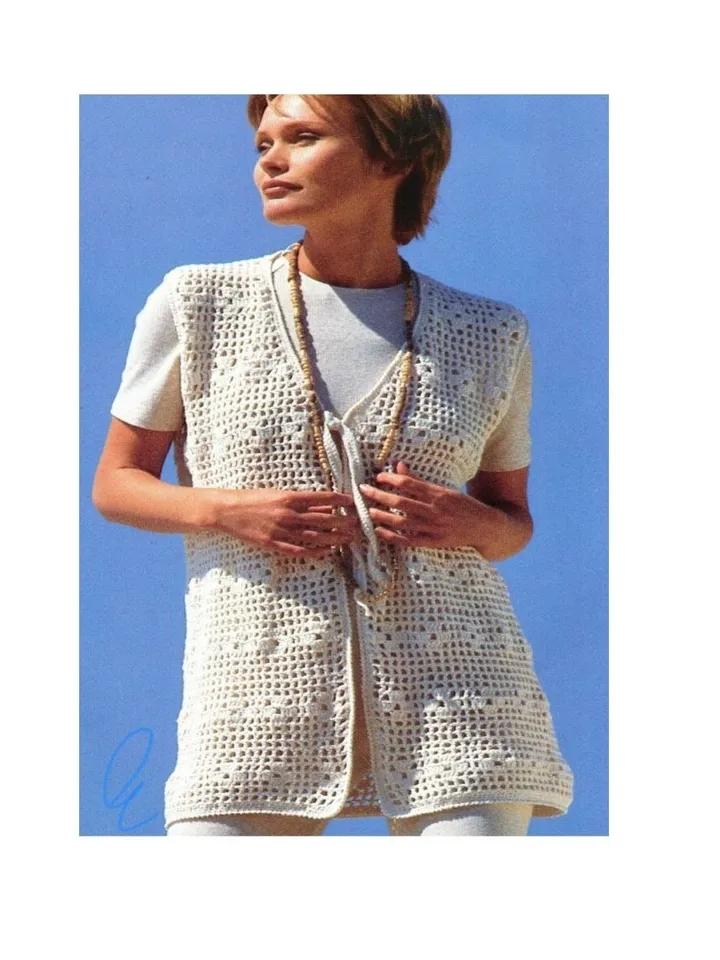Waistcoat crochet pattern, summer waistcoat crochet, waistcoat pattern pdf instant download