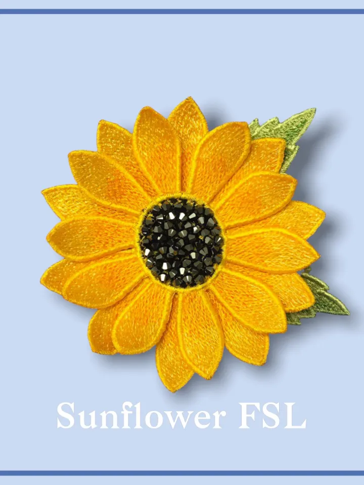 Sunflower Brooch Hairpin FSL Machine embroidery design Digital embroidery pattern Free standing lace flower file