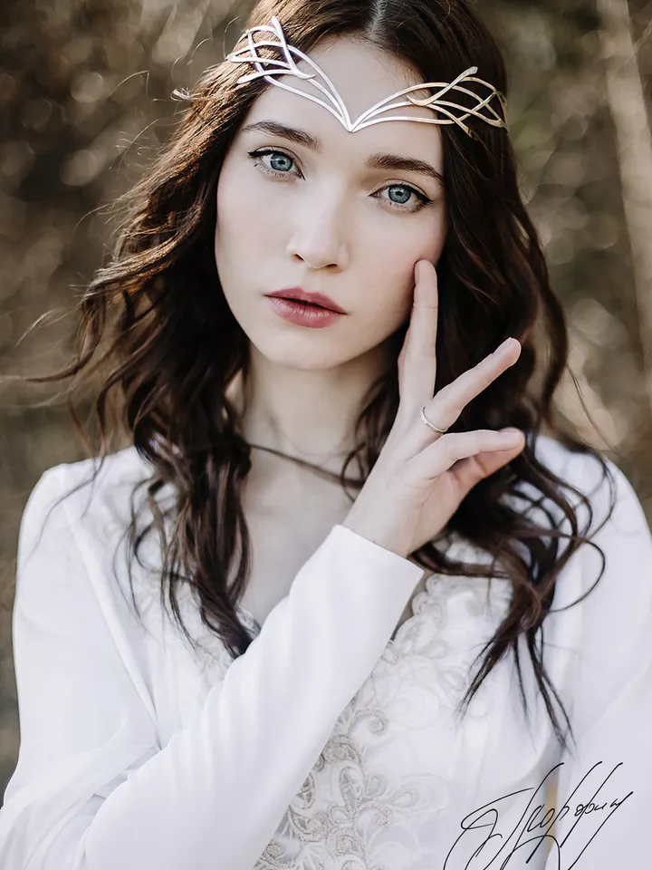 Tiara for wood nymph from branches and leaves, Crown of Forest dryad, Silver diadem, fantasy fairy elven Princess, Indis