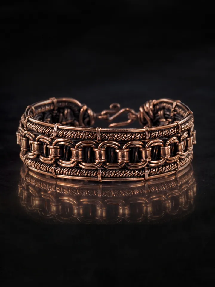 Wire wrapped copper bracelet for woman Antique style copper jewelry WireWrapArt