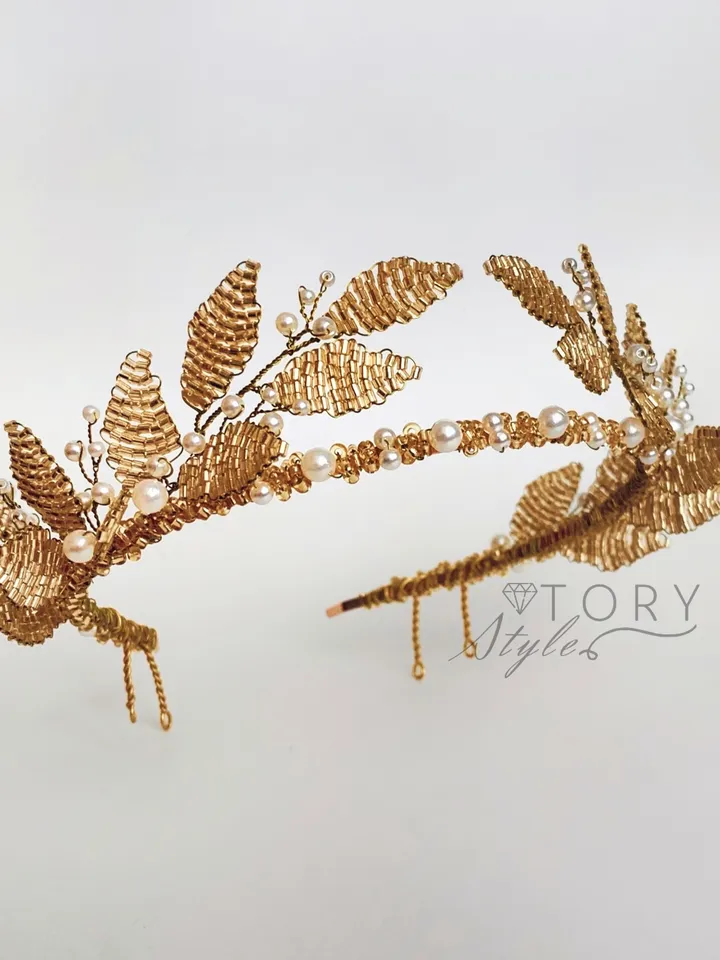 Silver Greek tiara, Gold Greek tiara, bridal gold tiara, Wedding crown, Wedding greek crown, leaf headpiece, Gold leaf crown, Gold headpiece, silver leaf tiara