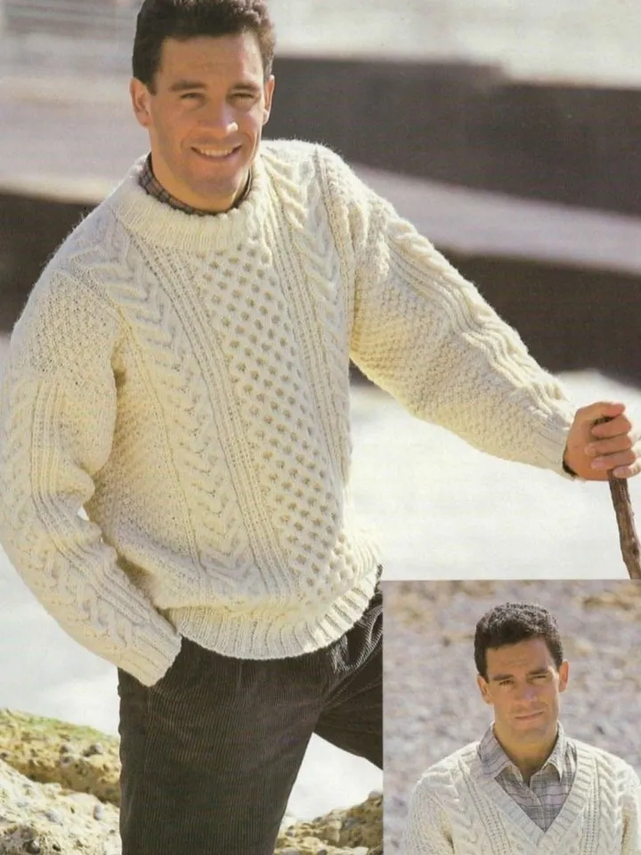 Knitting men sweater, sweater men, aran sweater men knitting pattern pdf