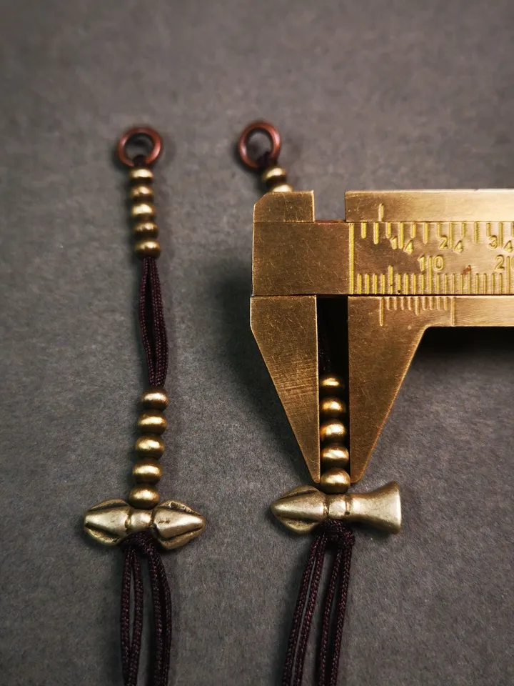 Gandhanra Handmade Tibetan Buddhist Mala Counters,Prayer Bead Counters,with Vajra and Bell Pendant,Made of Brass,Small Size 4mm