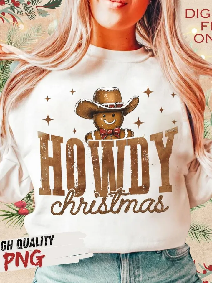 Howdy Chrsitmas Gingerbread man PNG, Christmas Season Png, Christmas western PNG, Christmas png, Retro Christmas Shirt PNG, howdy png files