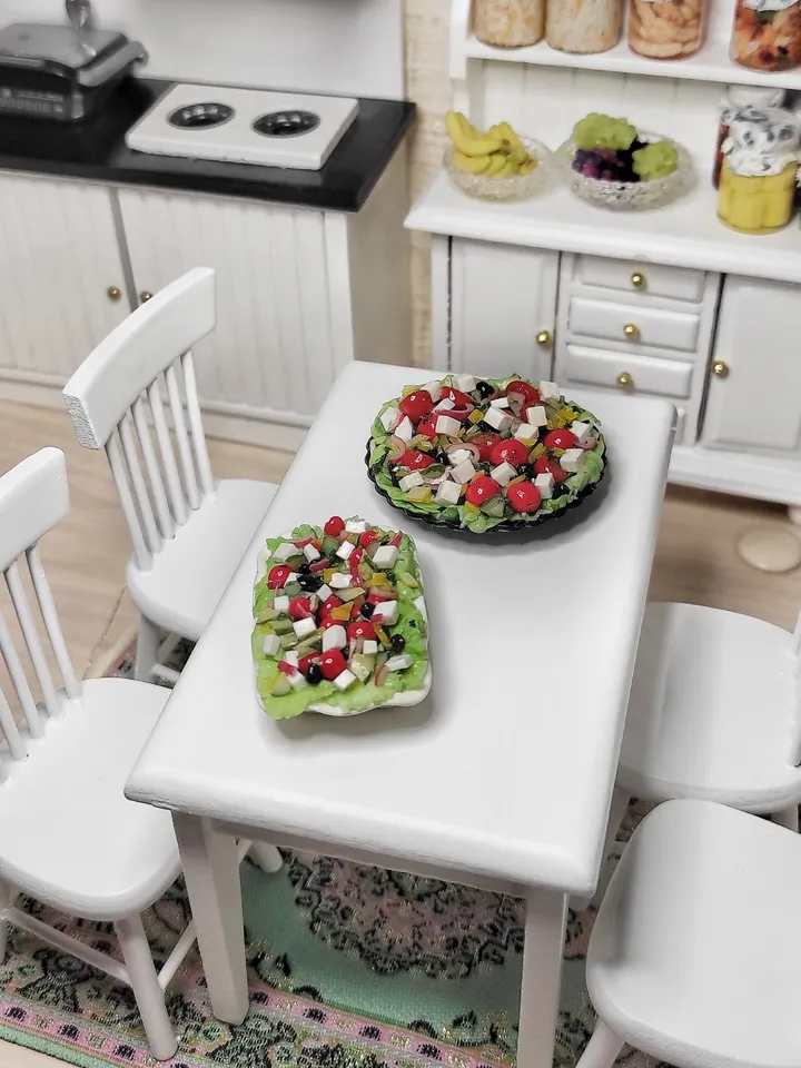 Realistic greek salad - realistic salad - doll food - 1 12 scale - miniature - dollhouse miniature - mini food