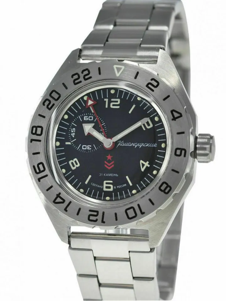 New Mens Military Automatic Watch Vostok Komandirskie 650539 Black Dial (20 ATM)
