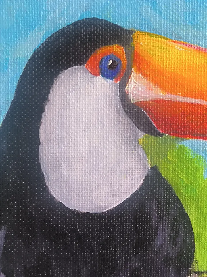 Bird painting, Toucan painting, Acrylic painting, Painting with toucan, Bright bird