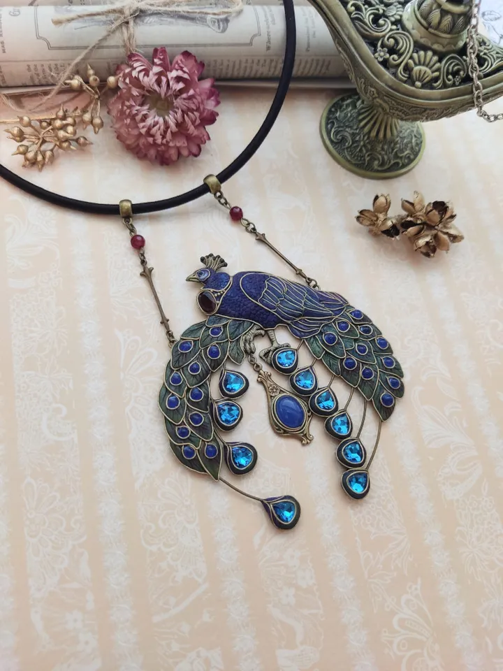 Peacock necklace Art nouveau