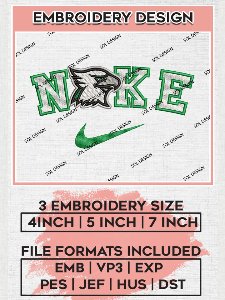 Nike North Dakota Fighting Hawks Machine Embroidery Design, NCAA North Dakota Fighting Hawks Embroidery Design files, NCAA Embroidery Designs, NCAA Machine Embroidery Designs, Digital Download