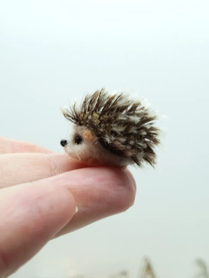 Fluffy the hedgehog, miniature needle felted animal, baby hedgehog, made to order