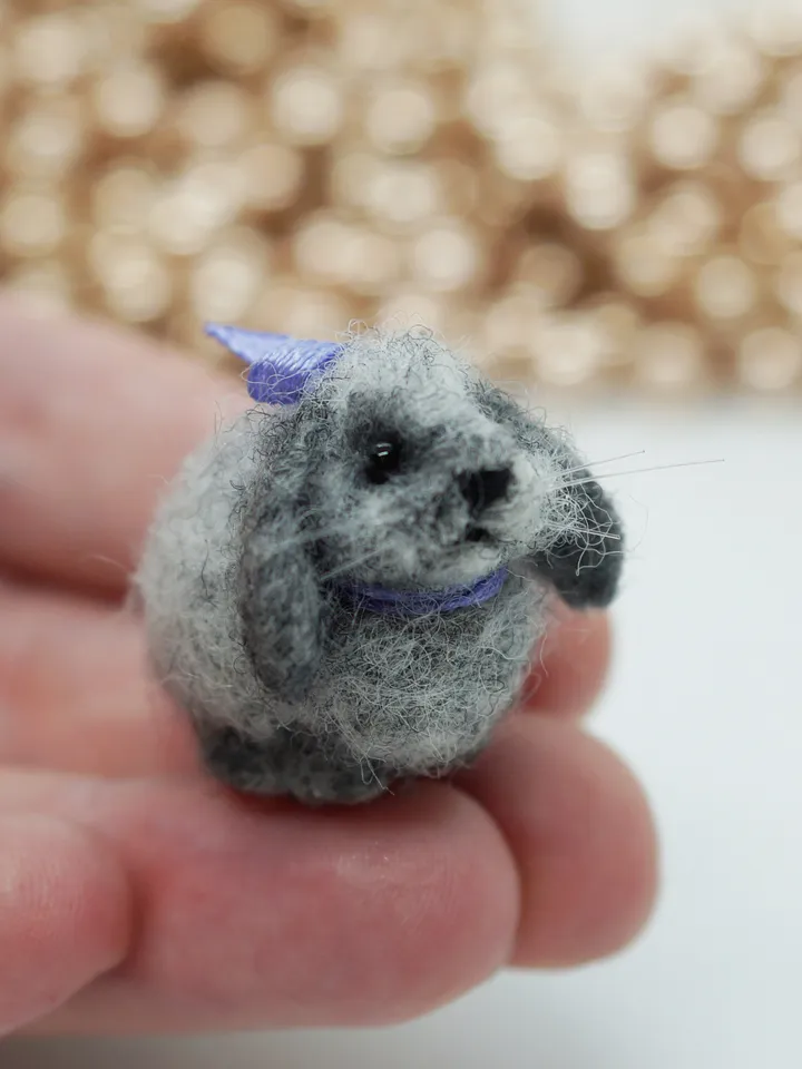 Carrot the rabbit, miniature needle felted animal, gift for her, tiny rabbit, made to order