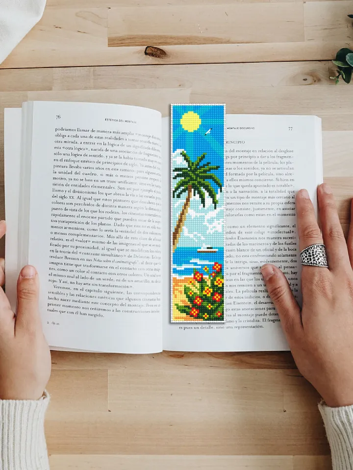 Bookmark nature cross stitch pattern digital PDF Handmade bookmark beach cross stitch summer Instant download Gift for book lover #B24