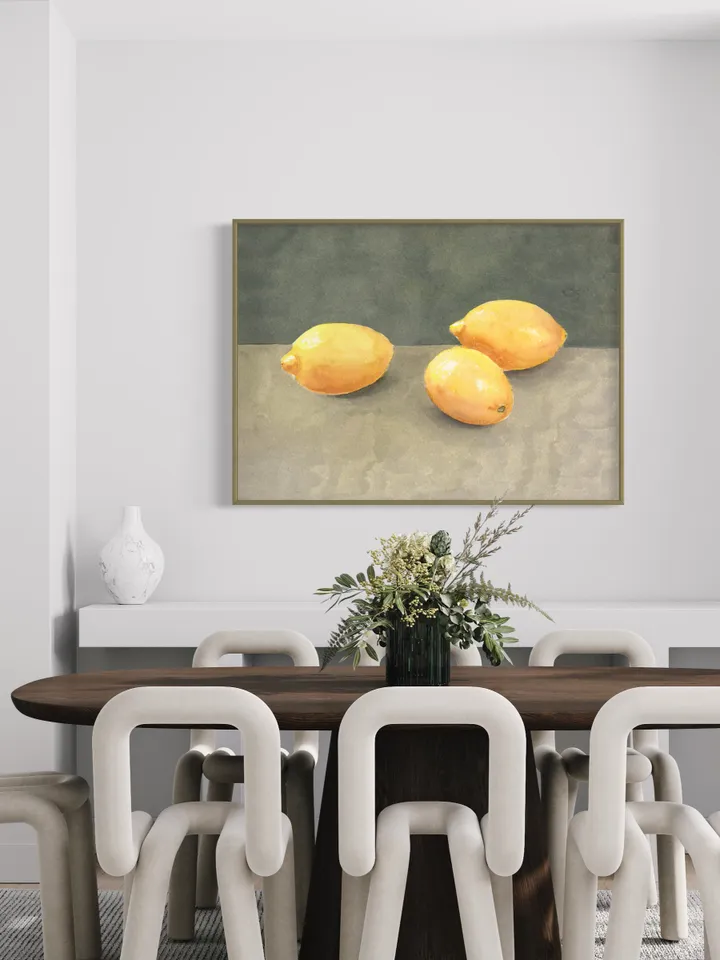 Lemons Still Life, Modern Citrus Art Print, Kitchen Decor, Lemon Wall Art, Minimalist Lemon Art, Lemon Wall Art, Abstract Art Print