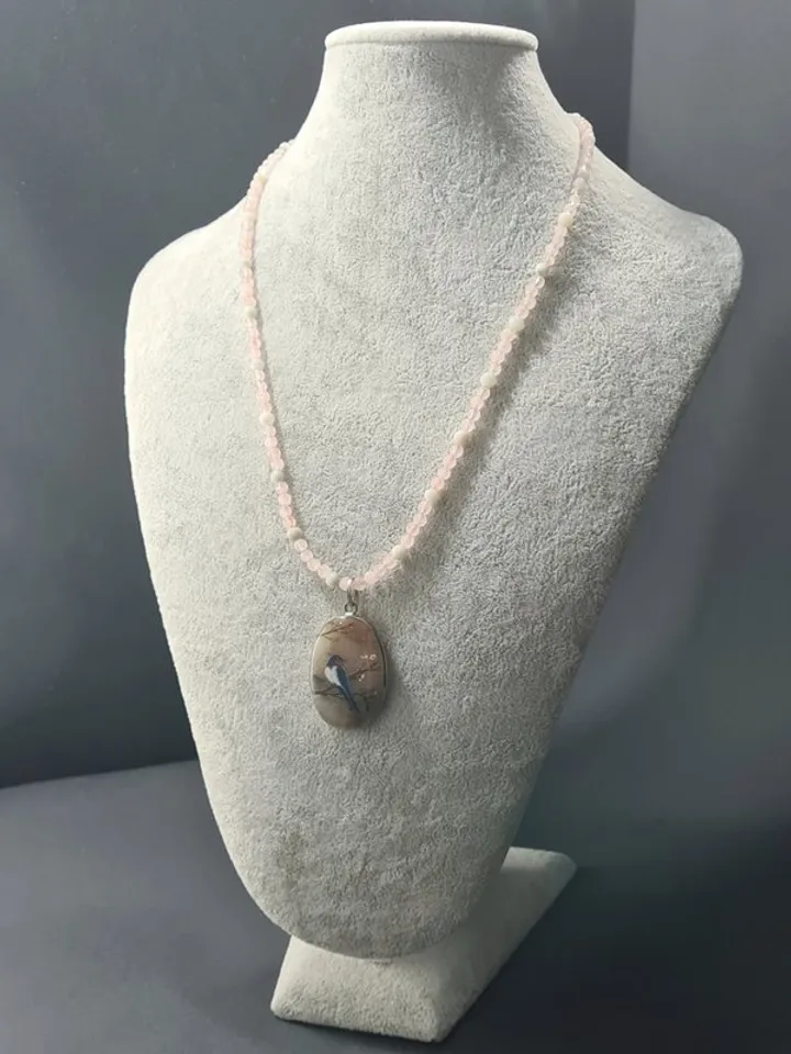 Swallow Necklace Pendant Rose Pink quartz Christmas Gift Wrapping