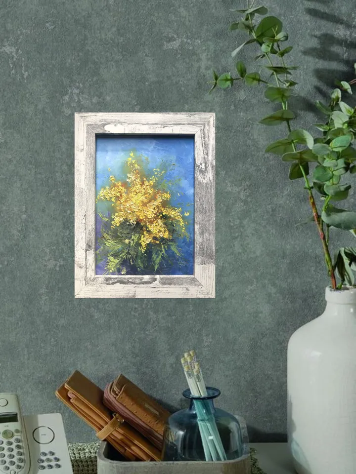 Flowers Painting Original Framed Floral Oil Painting Kitchen Still life