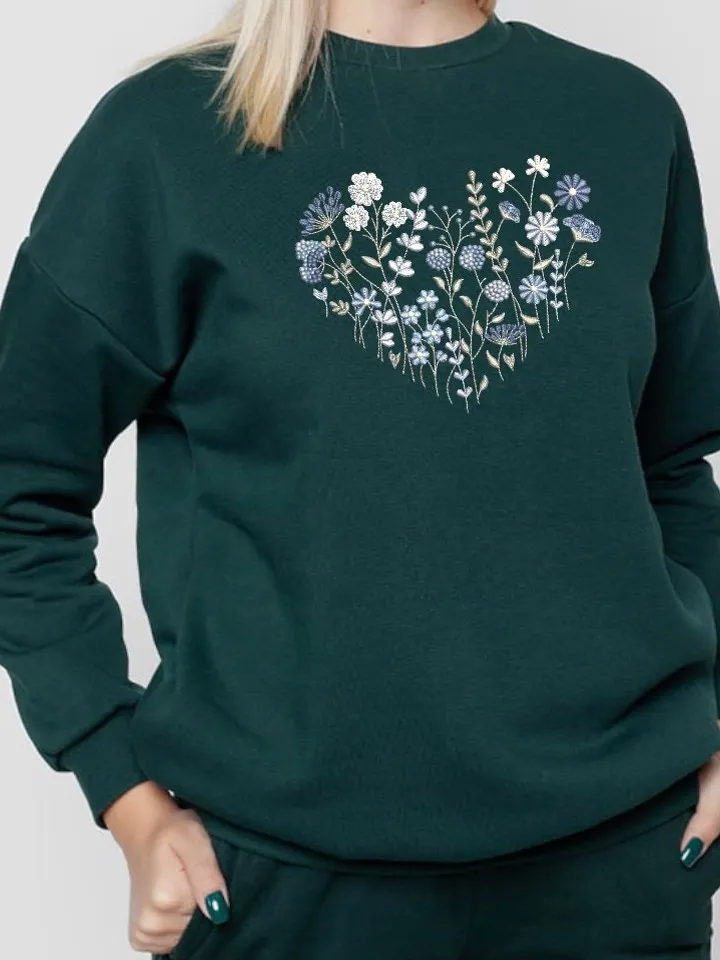 Machine Embroidery Design Field herbs in a heart floral embroidery pattern flower embroidery digital file